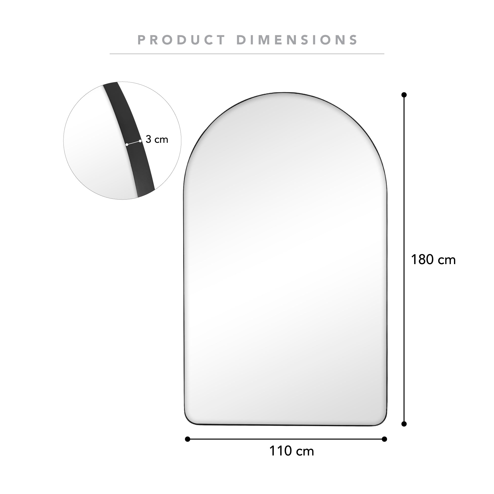 Jasper 180cm Arch Mirror Black product image 3
