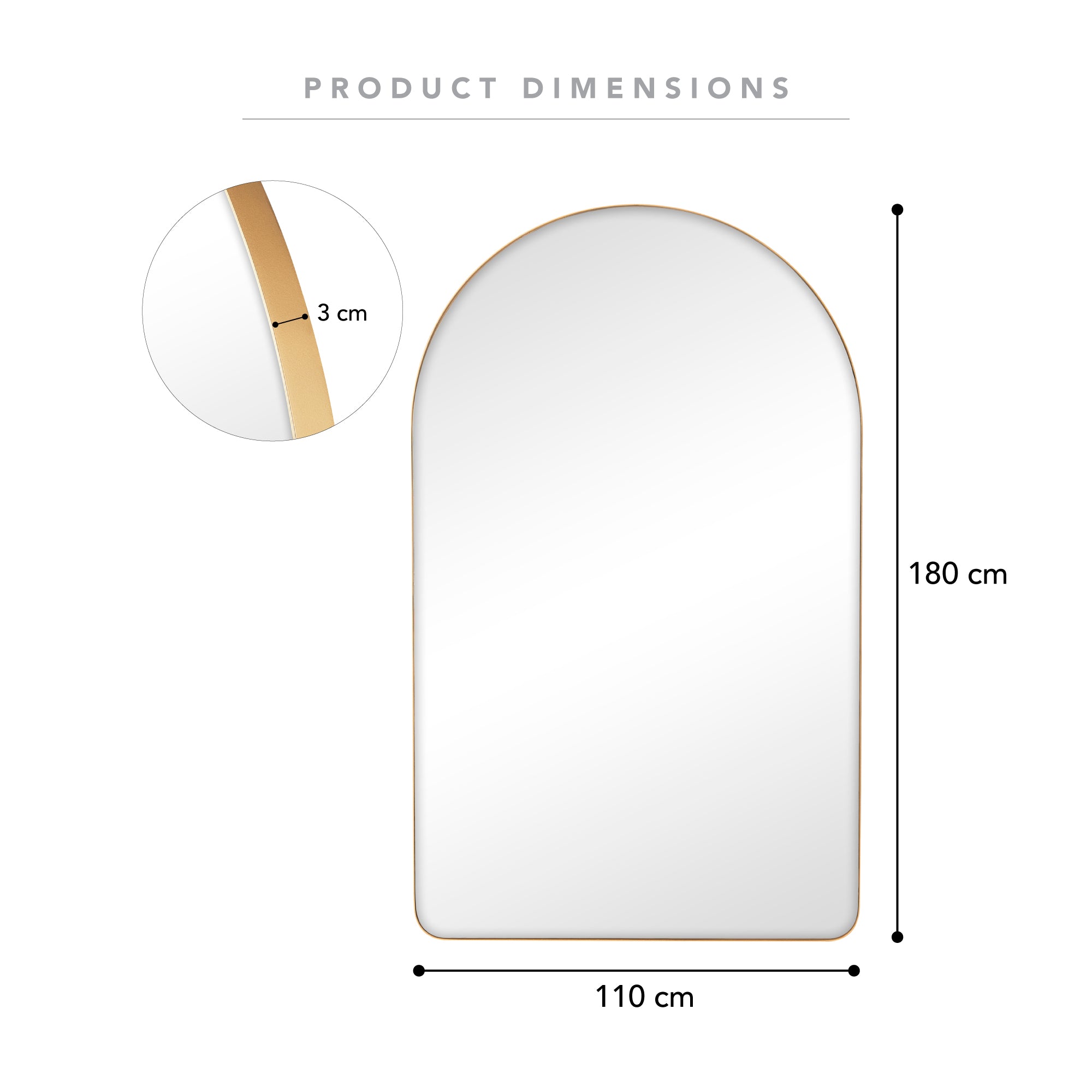 Jasper 180cm Arch Mirror Gold product image 3