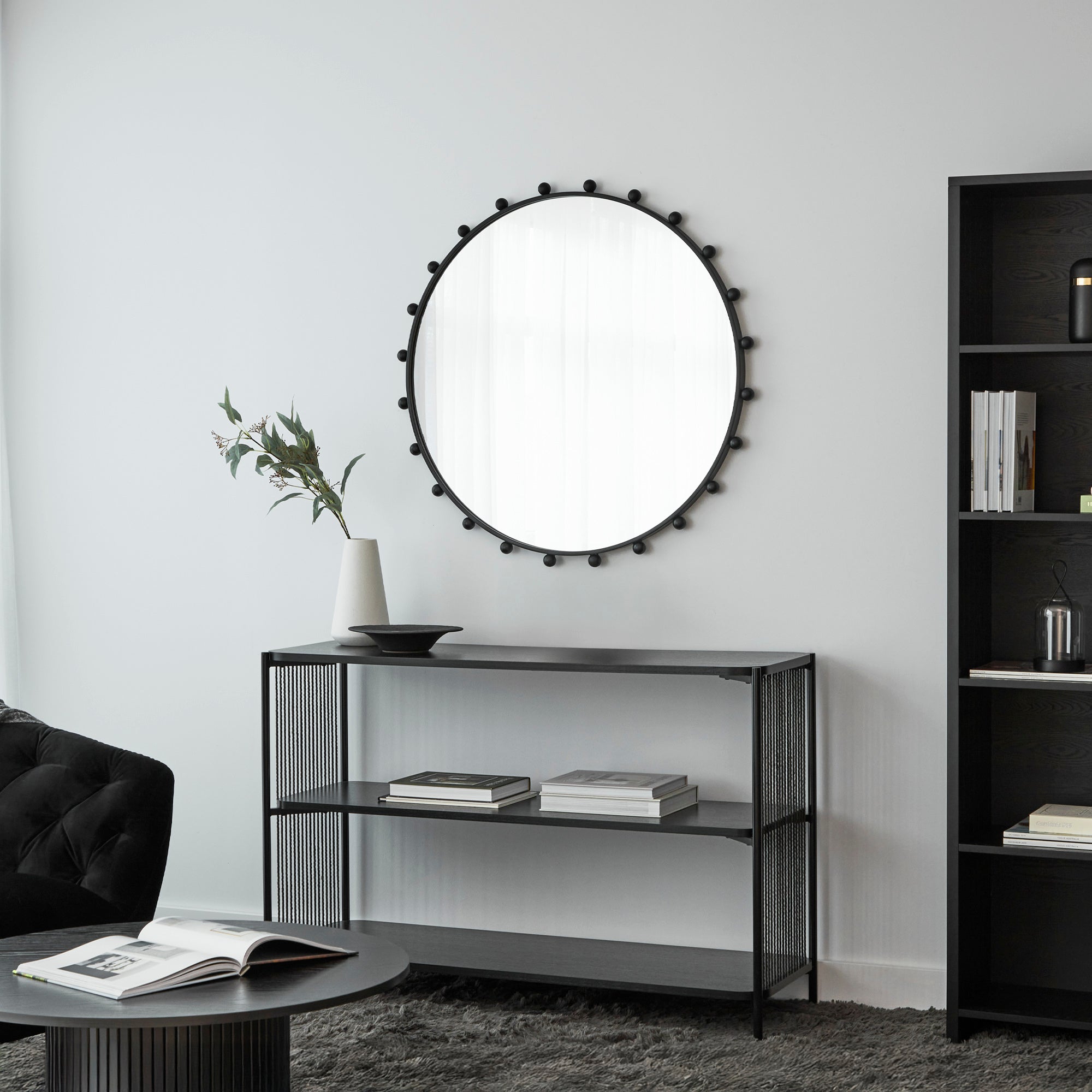 Orbit Sphere 90cm Round Mirror Black product image 5