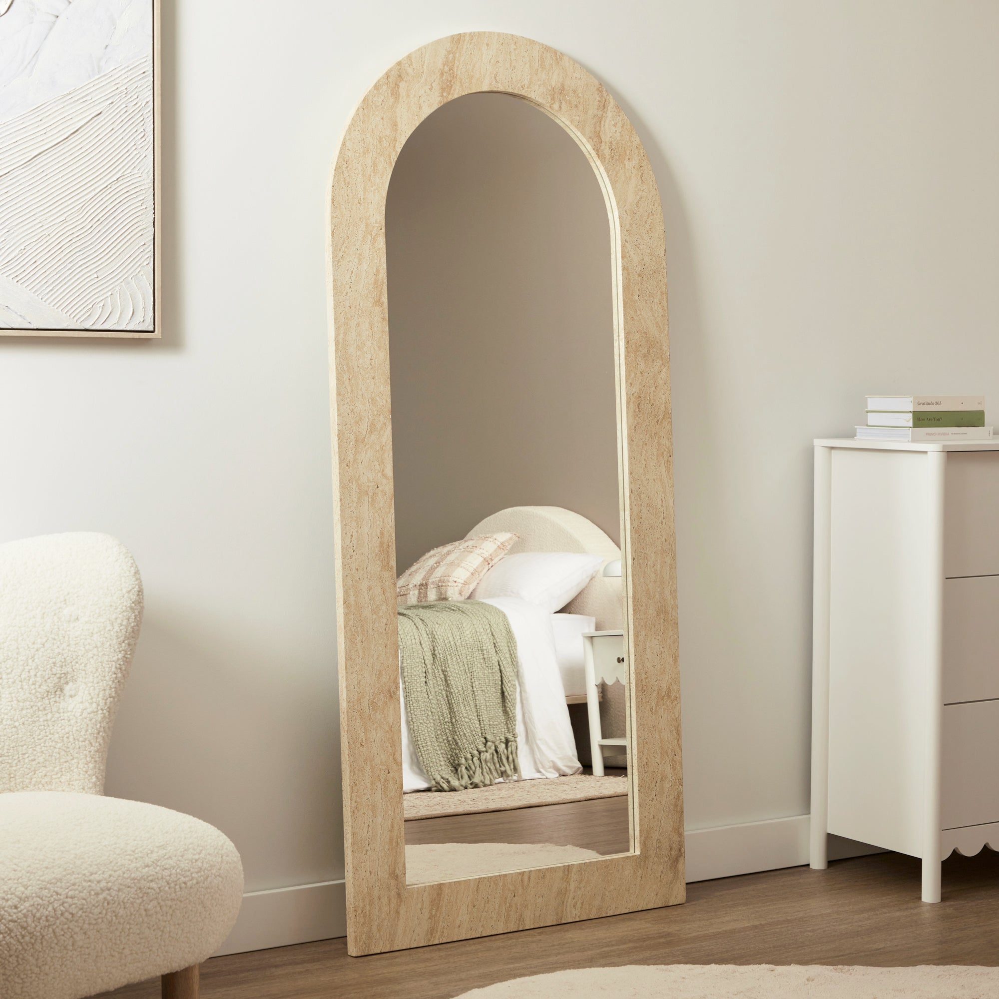 Sienna 180cm Arch Mirror Travertine Look lifestyle image