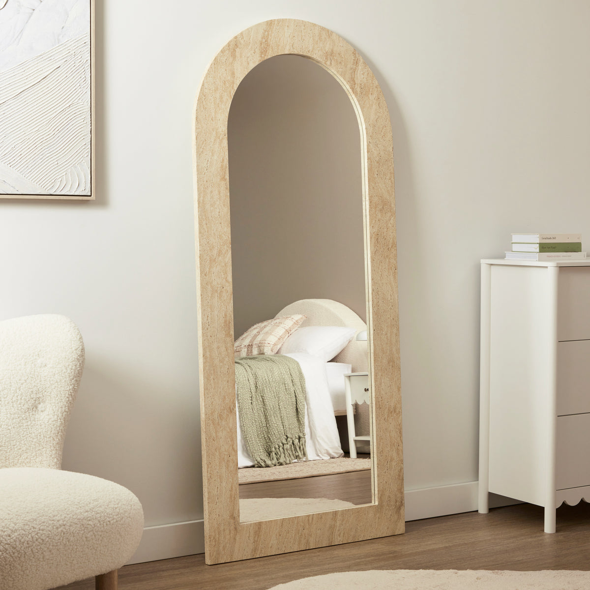 Sienna 180cm Arch Mirror Travertine Look lifestyle image