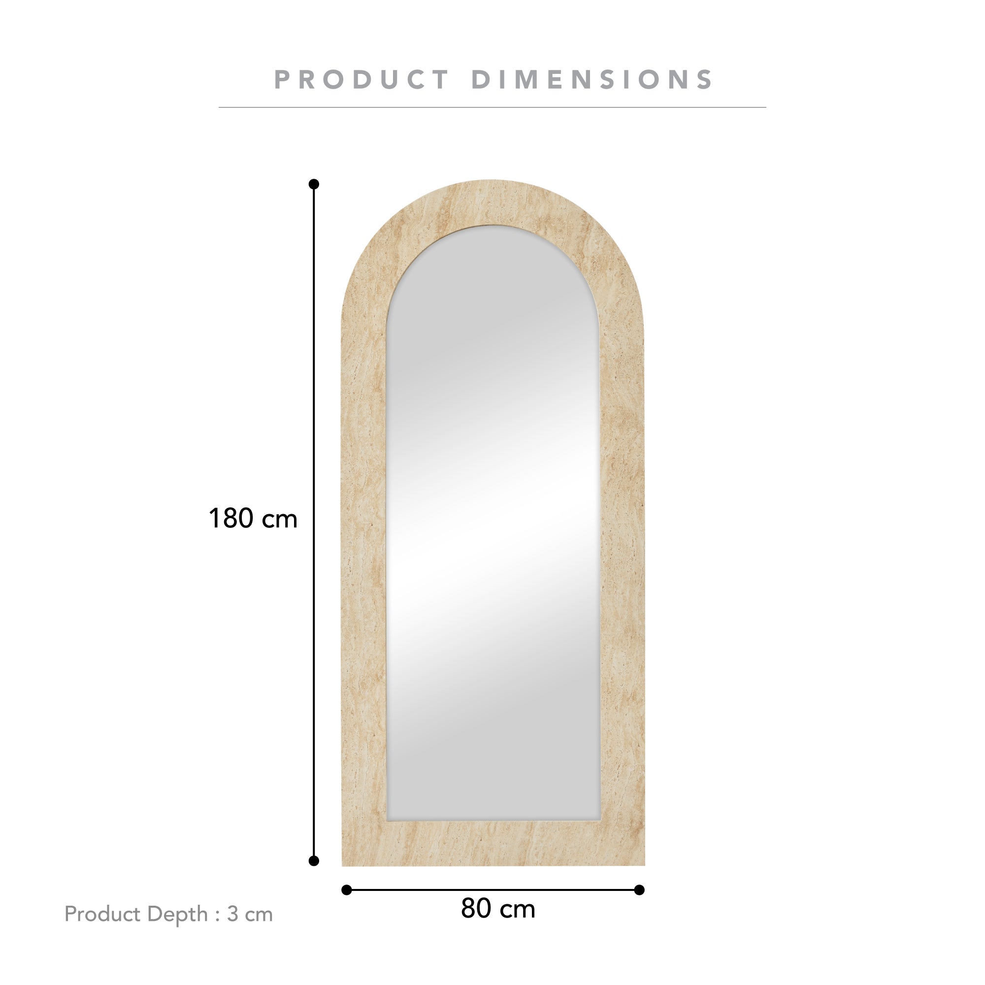 Sienna 180cm Arch Mirror Travertine Look product image 3