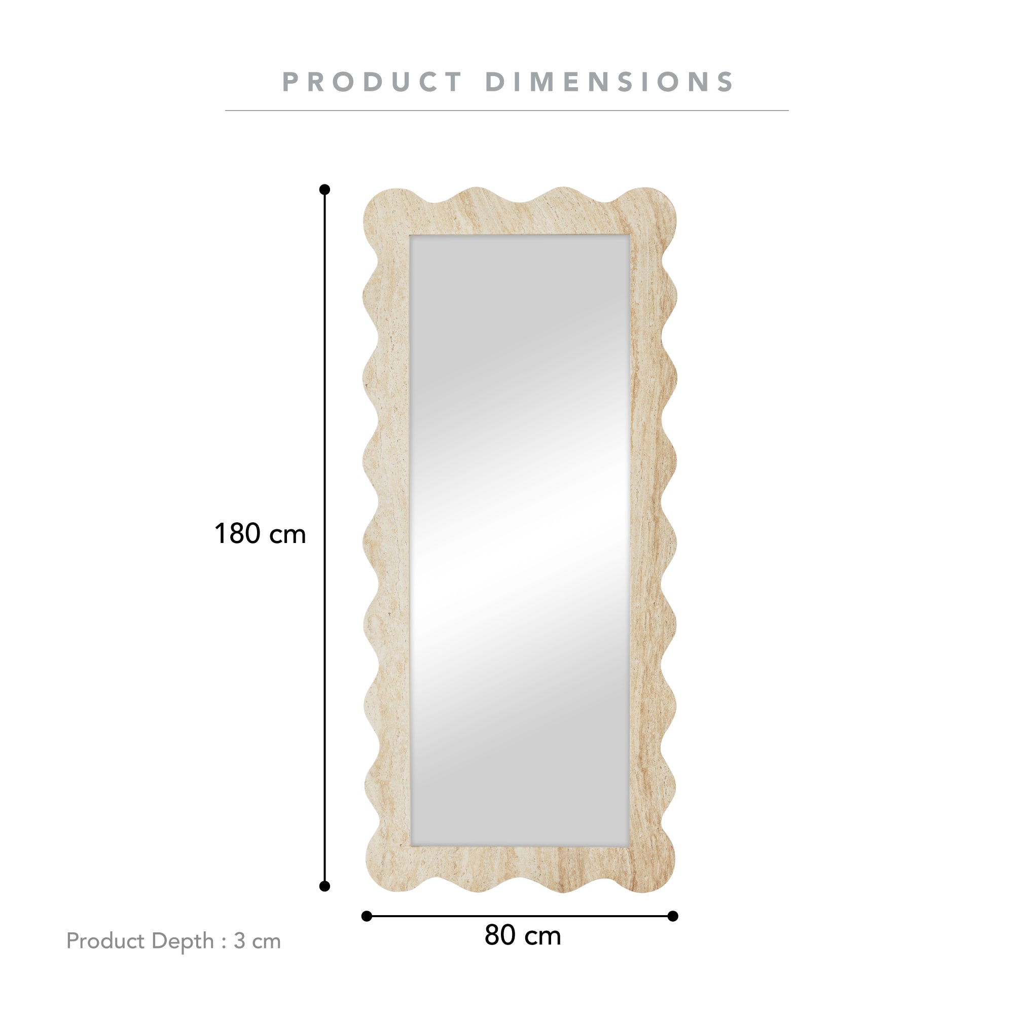 Sienna 180cm Wave Mirror Travertine Look lifestyle image