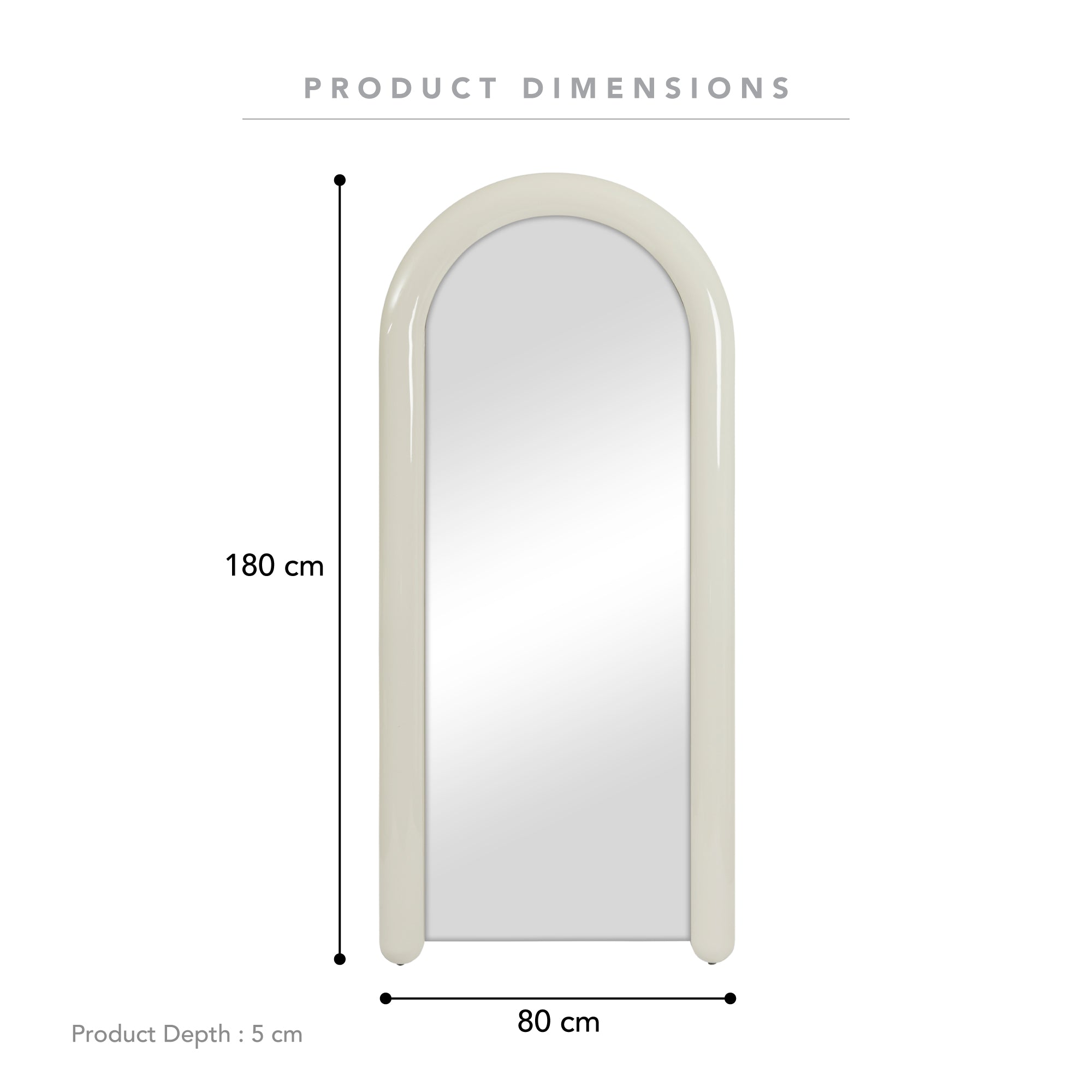Gigi 180cm Gloss Arch Mirror Cloud product image 3