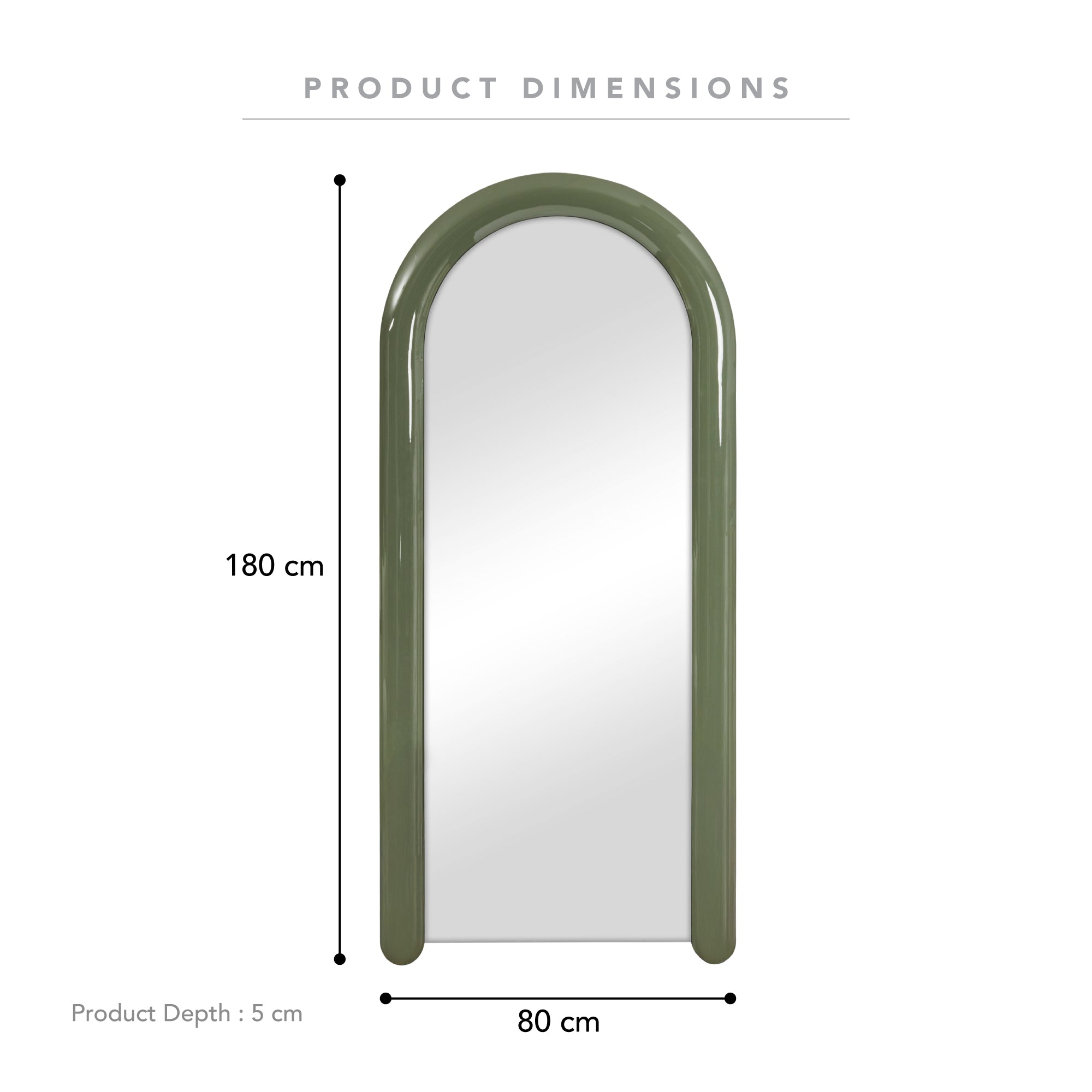 Gigi 180cm Gloss Arch Mirror Olive product image 3