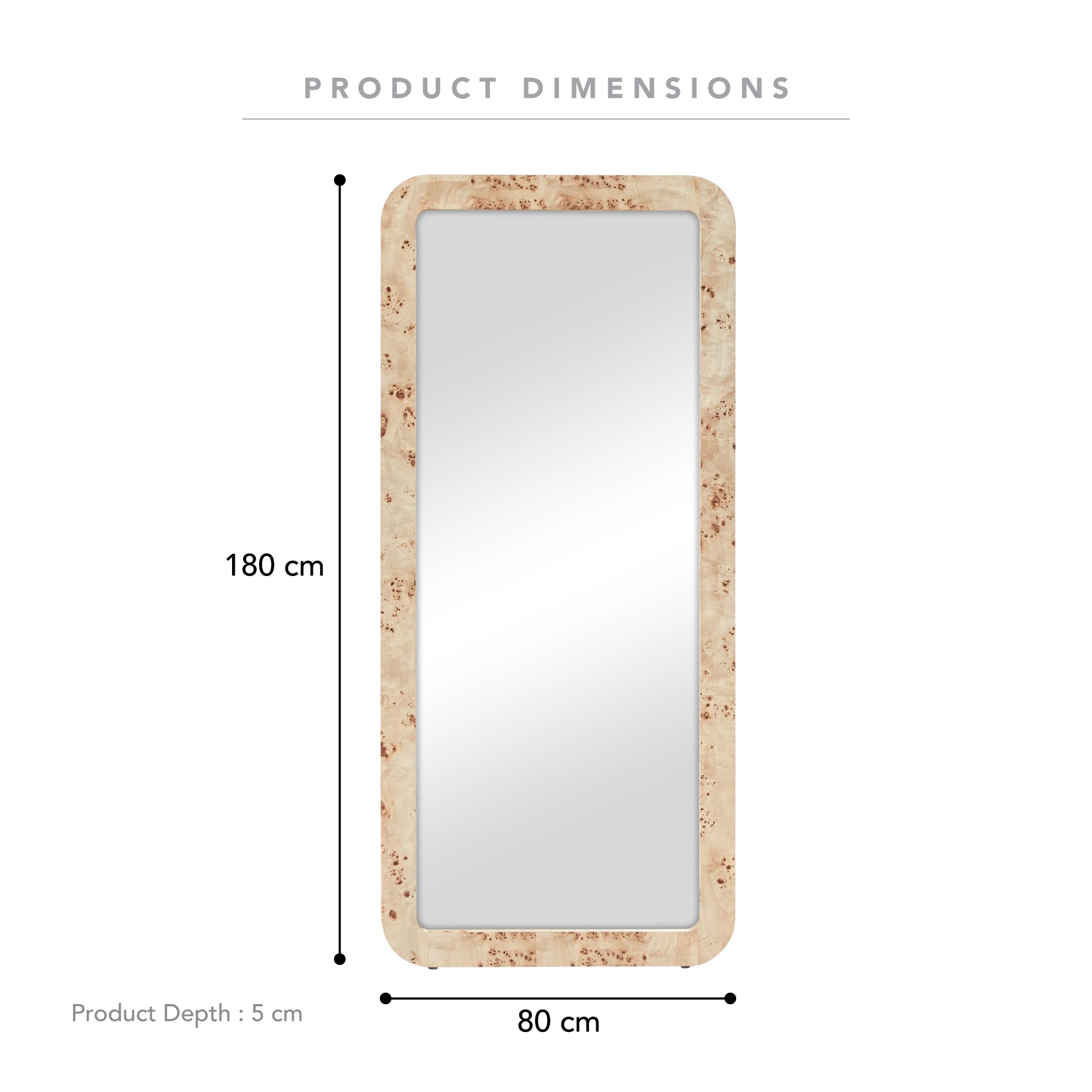 Sebastian 180cm Rectangle Mirror Burl product image 3