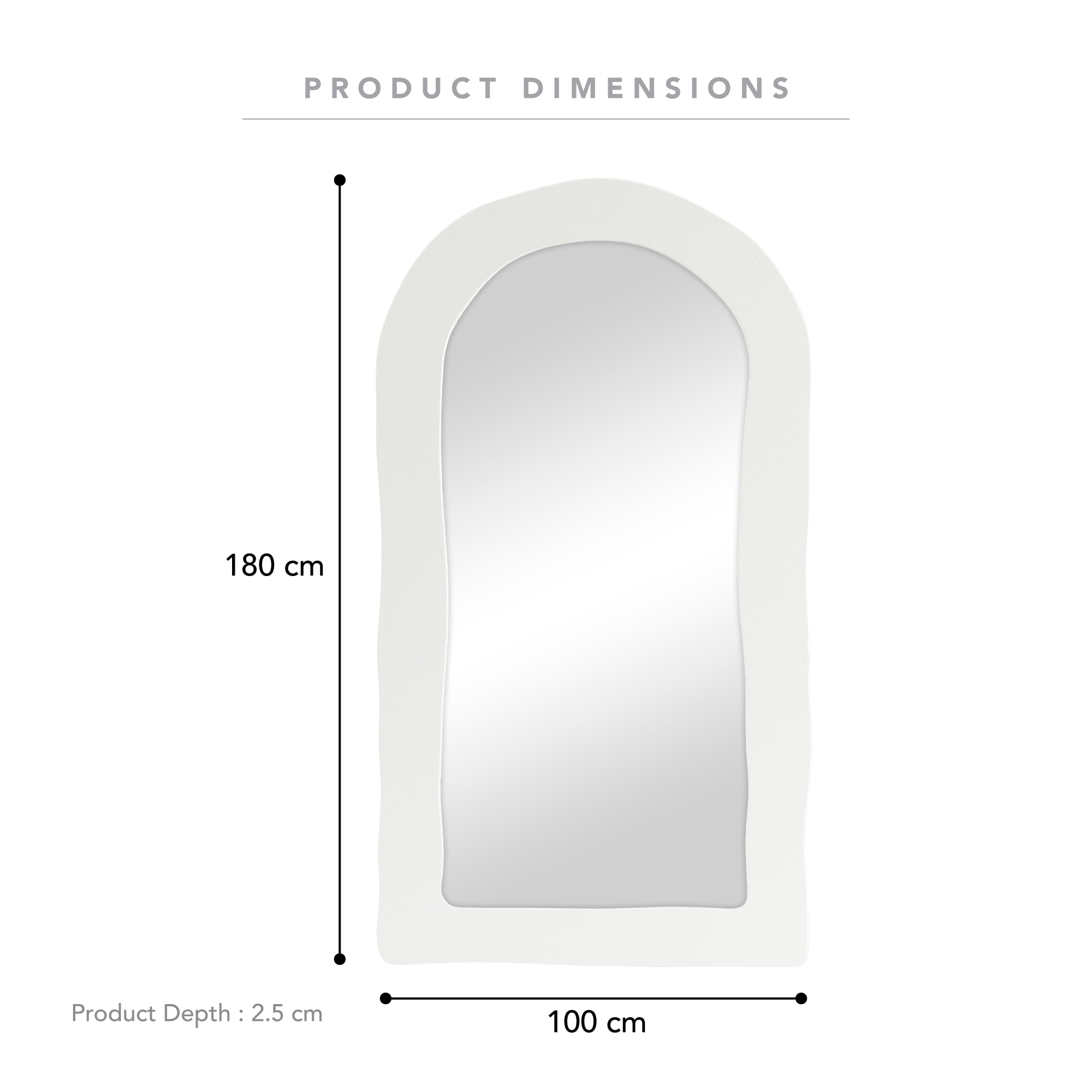 Alex 180cm Arch Mirror White product image 3