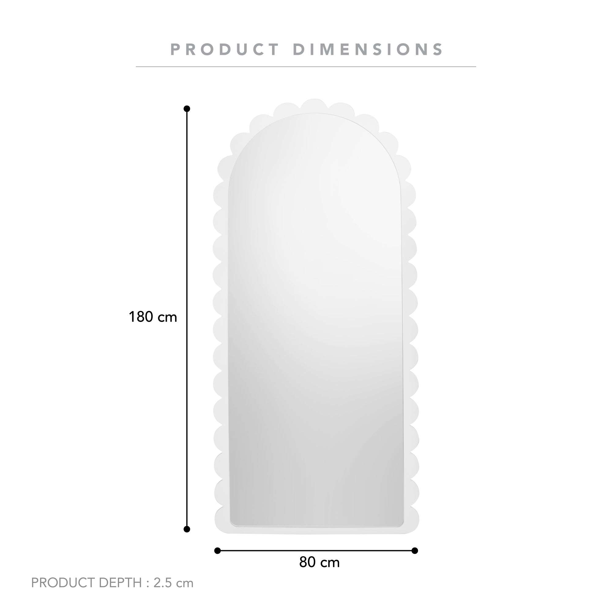 Amelie 180cm Arch Mirror White product image 3