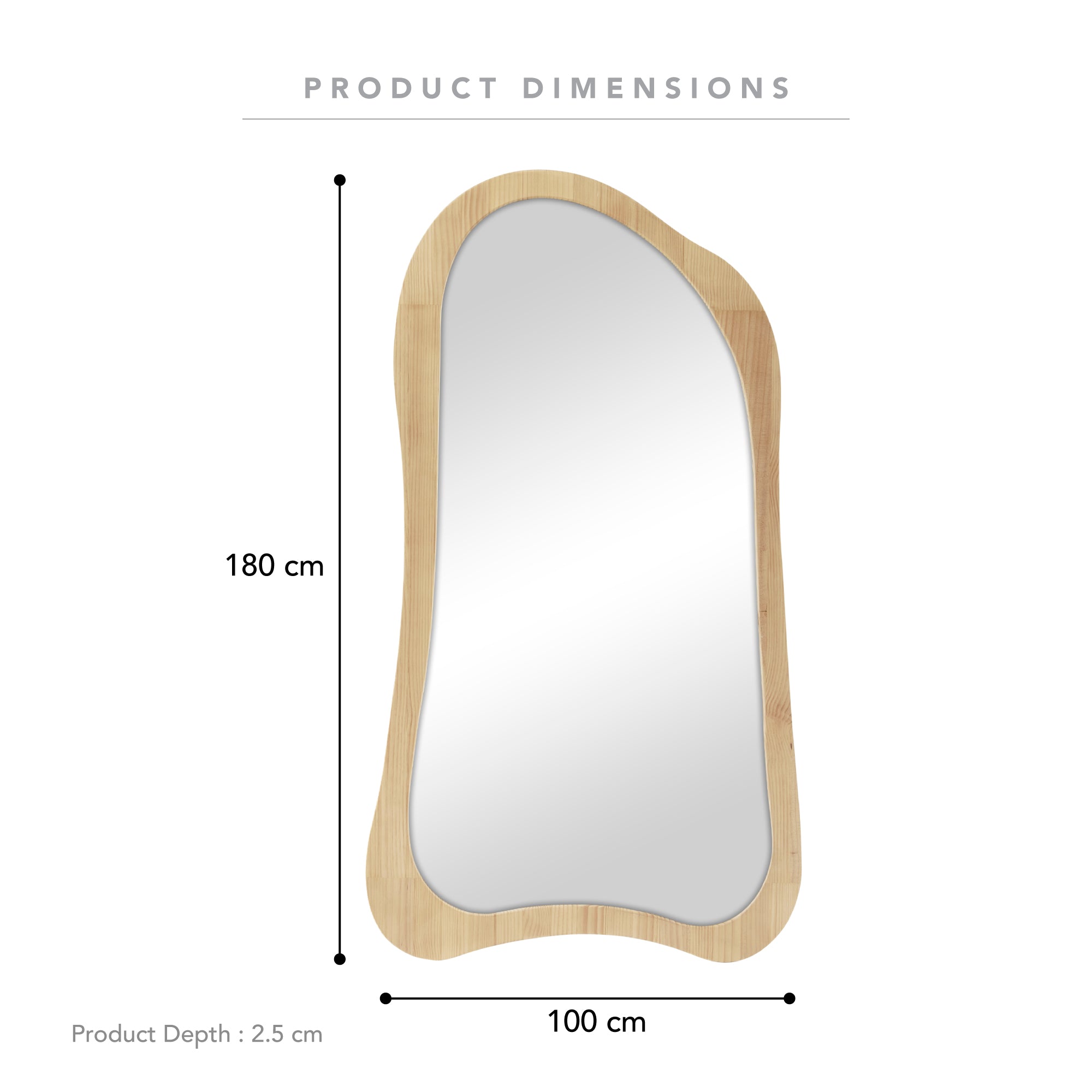 Georgie 180cm Mirror Natural product image 3