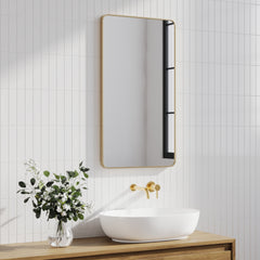 Gia 100cm Rounded Rectangle Mirror Gold lifestyle image