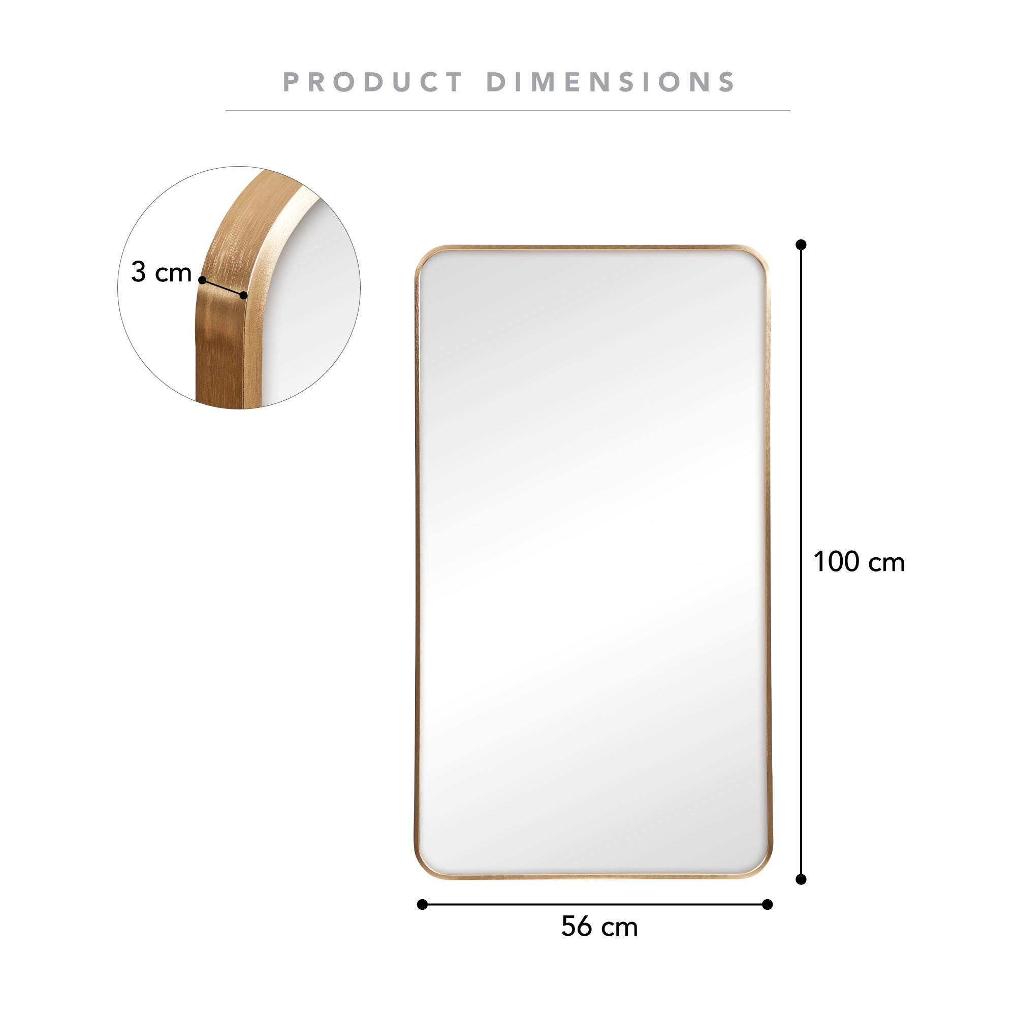 Gia 100cm Rounded Rectangle Mirror Gold product image 3