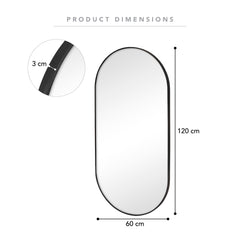 Zoe 120cm Oval Aluminium Mirror Black product image 3