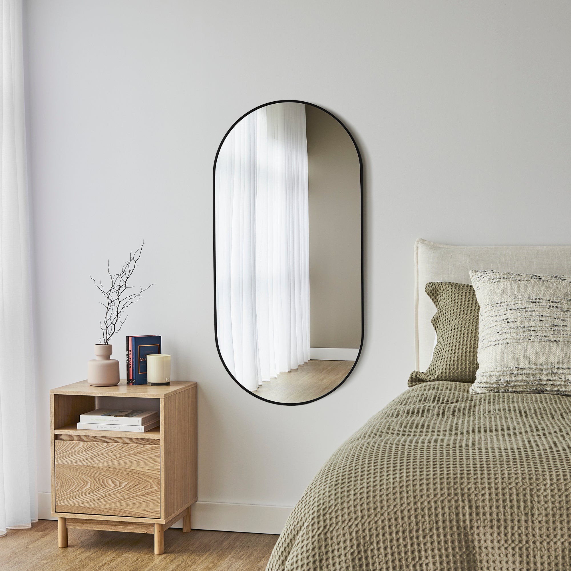 Zoe 120cm Oval Aluminium Mirror Black product image 5