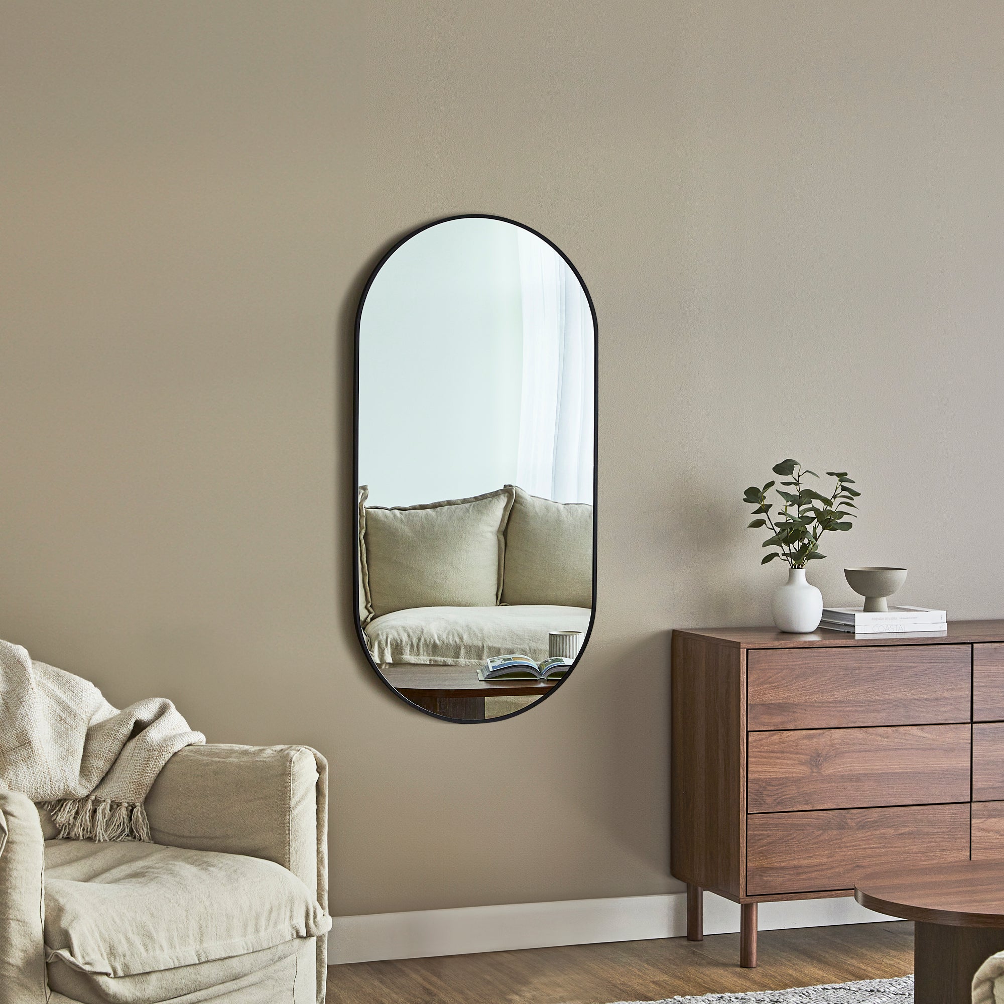 Zoe 120cm Oval Aluminium Mirror Black product image 6