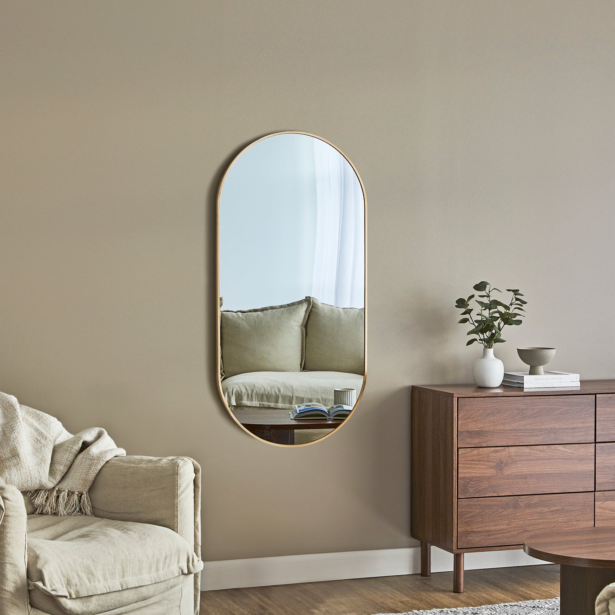 Zoe 120cm Oval Aluminium Mirror Gold product image 6
