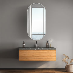 Zoe 120cm Oval Aluminium Mirror White lifestyle image