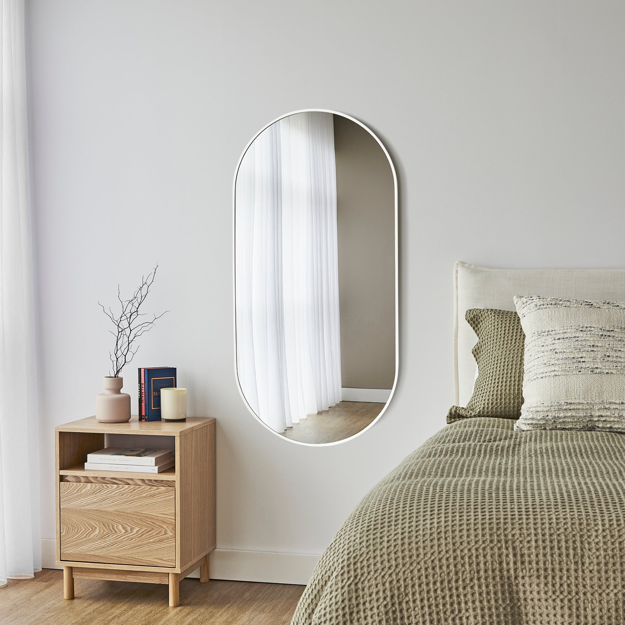 Zoe 120cm Oval Aluminium Mirror White product image 5