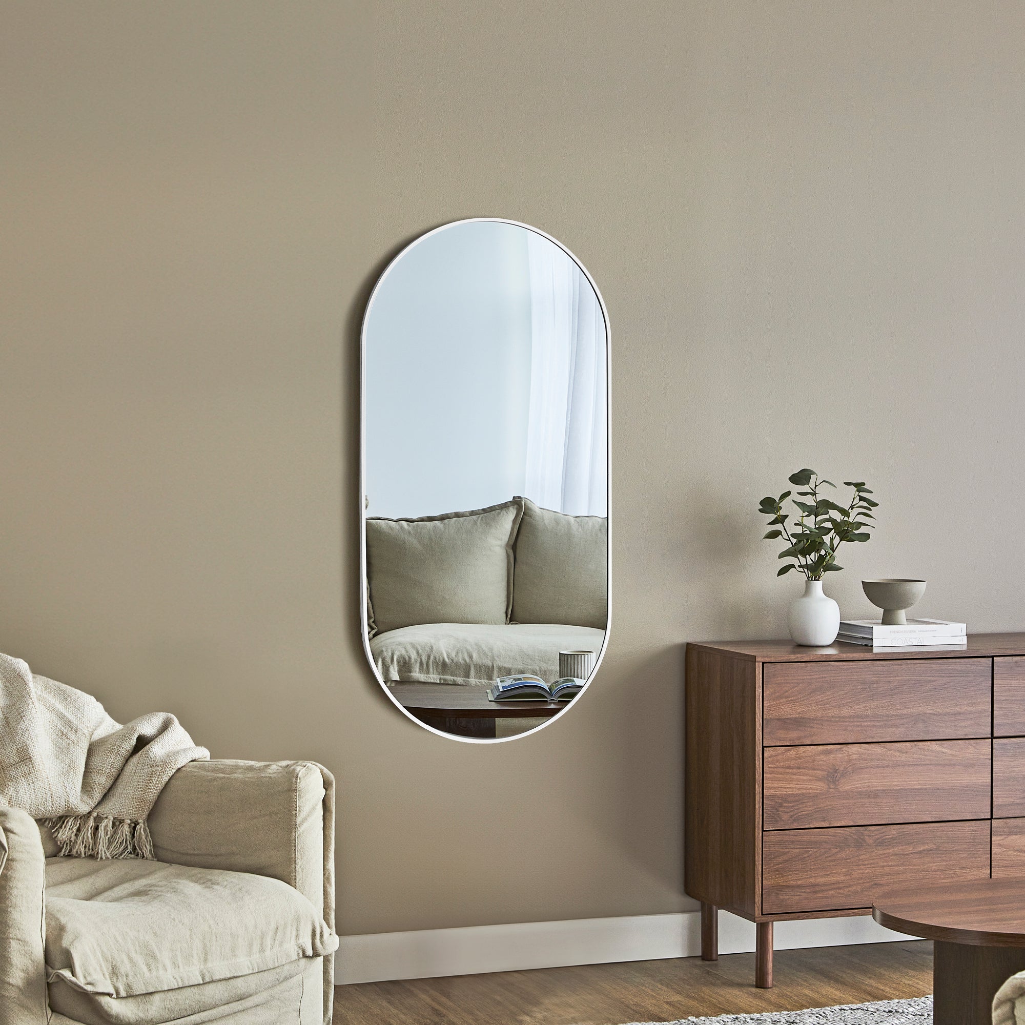 Zoe 120cm Oval Aluminium Mirror White product image 6