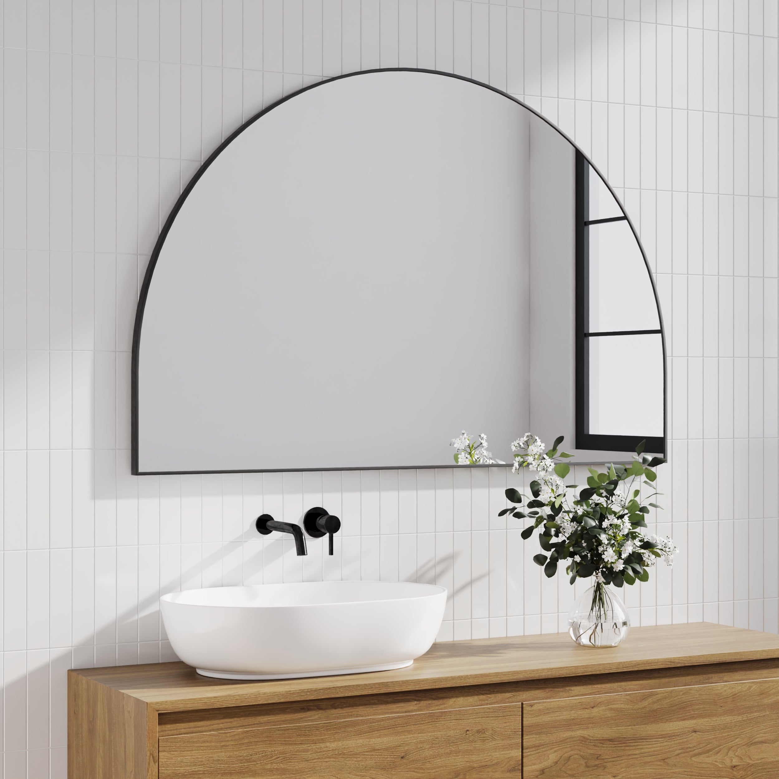 Zali XL 150cm Arched Mirror Black lifestyle image