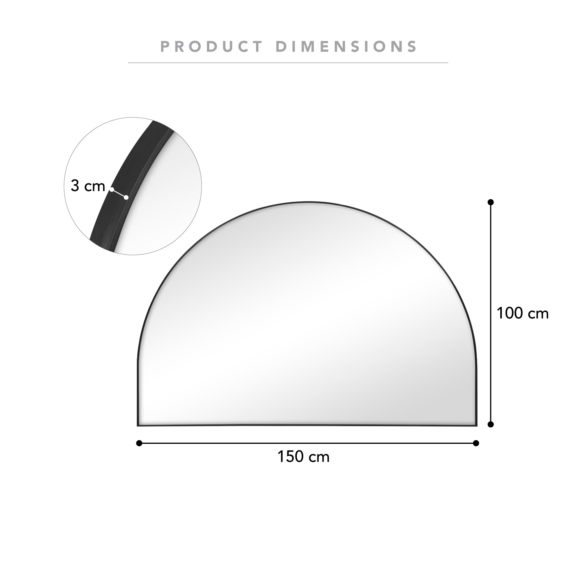 Zali XL 150cm Arched Mirror Black product image 3
