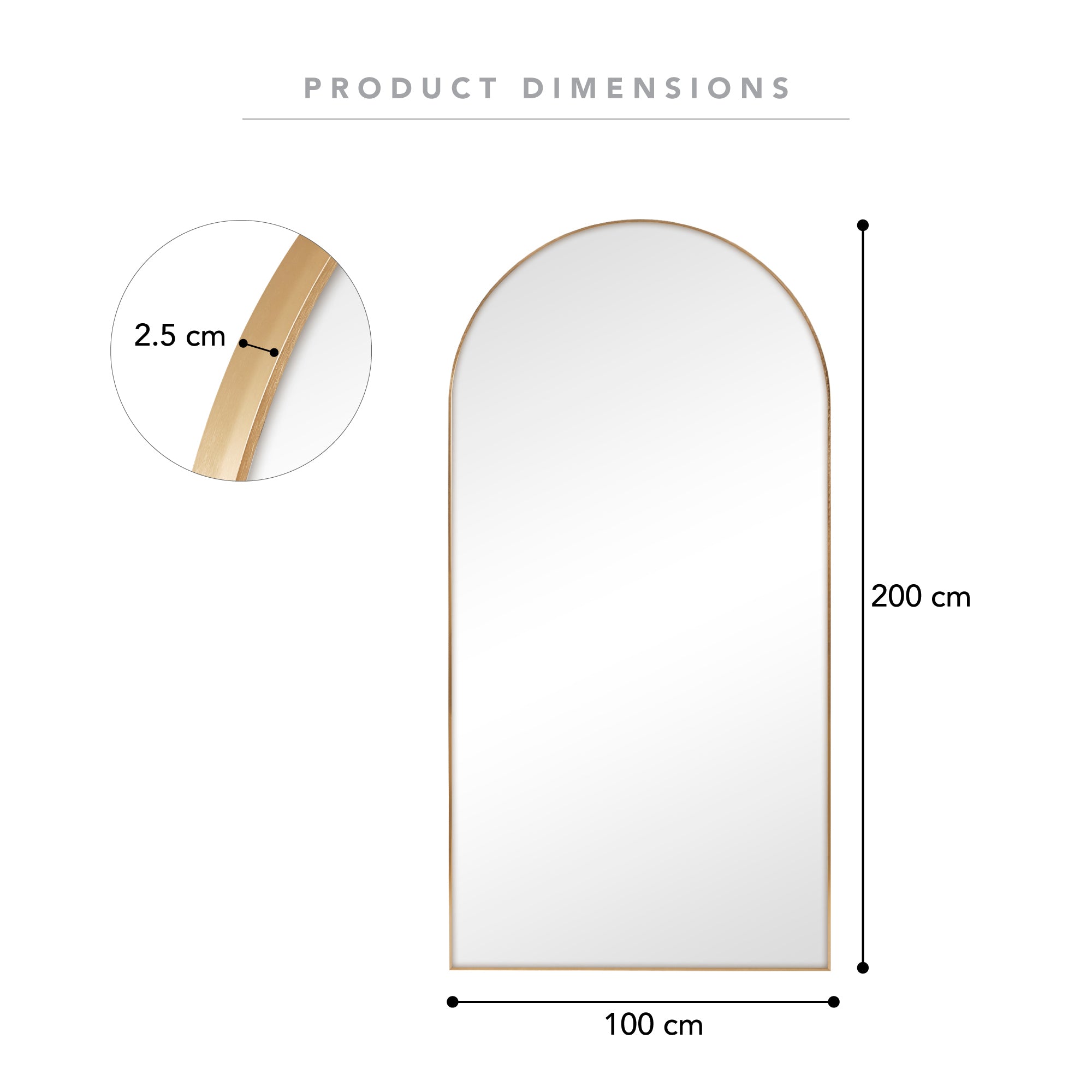 Cindy XXL 200cm Arch Mirror Gold product image 3