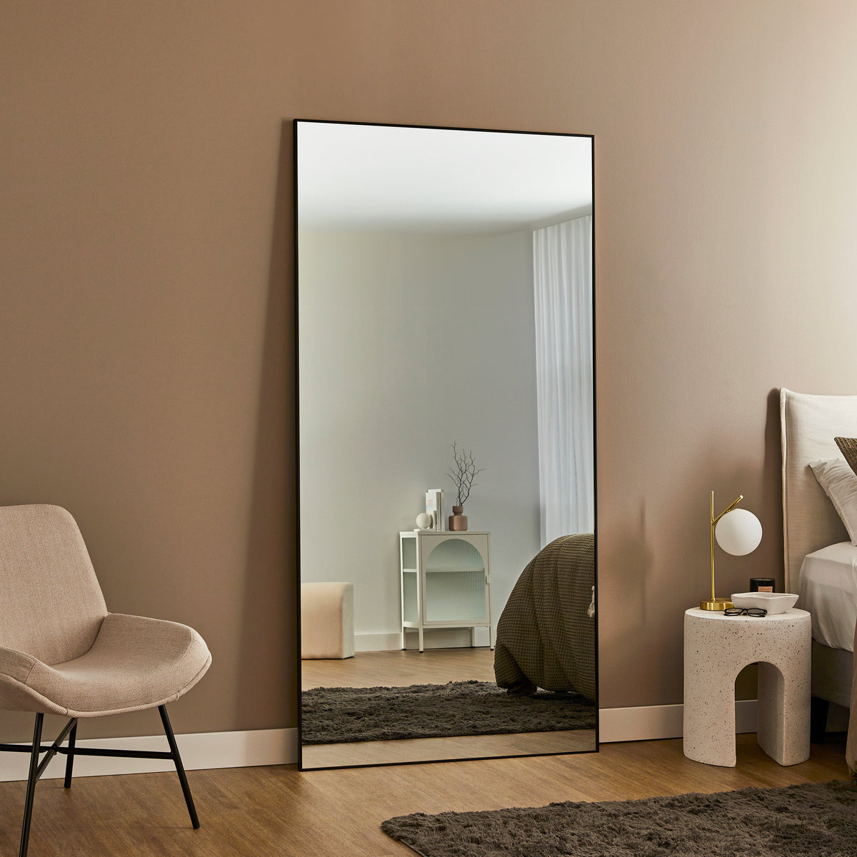 Elle XXL 200cm Rectangle Mirror Black lifestyle image