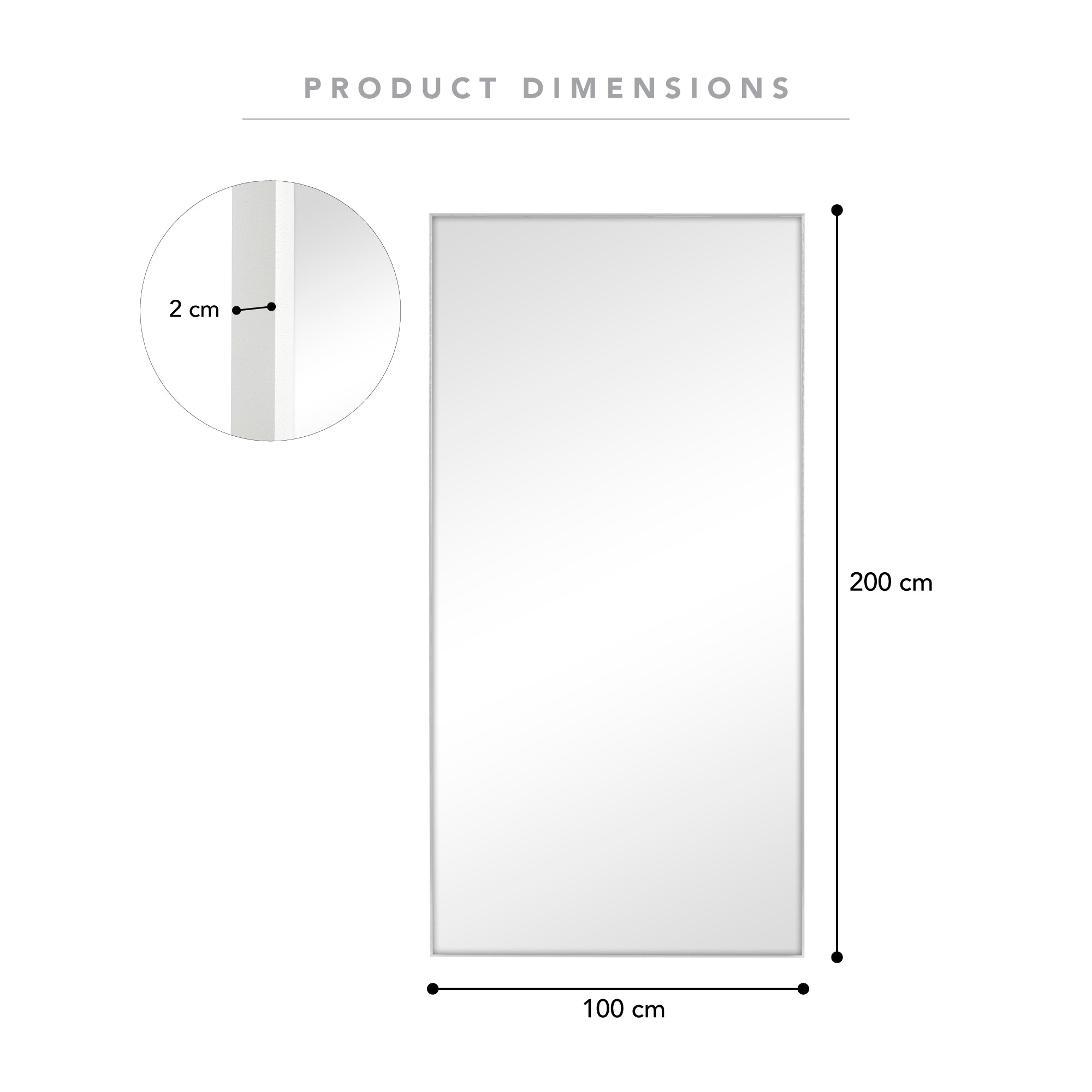 Elle XXL 200cm Rectangle Mirror White product image 3