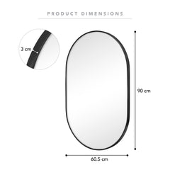 Zoe 90cm Oval Aluminium Mirror Black product image 3