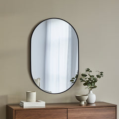 Zoe 90cm Oval Aluminium Mirror Black product image 4