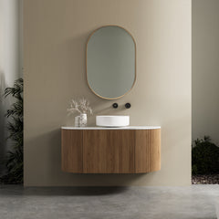 Zoe 90cm Oval Aluminium Mirror Gold lifestyle image