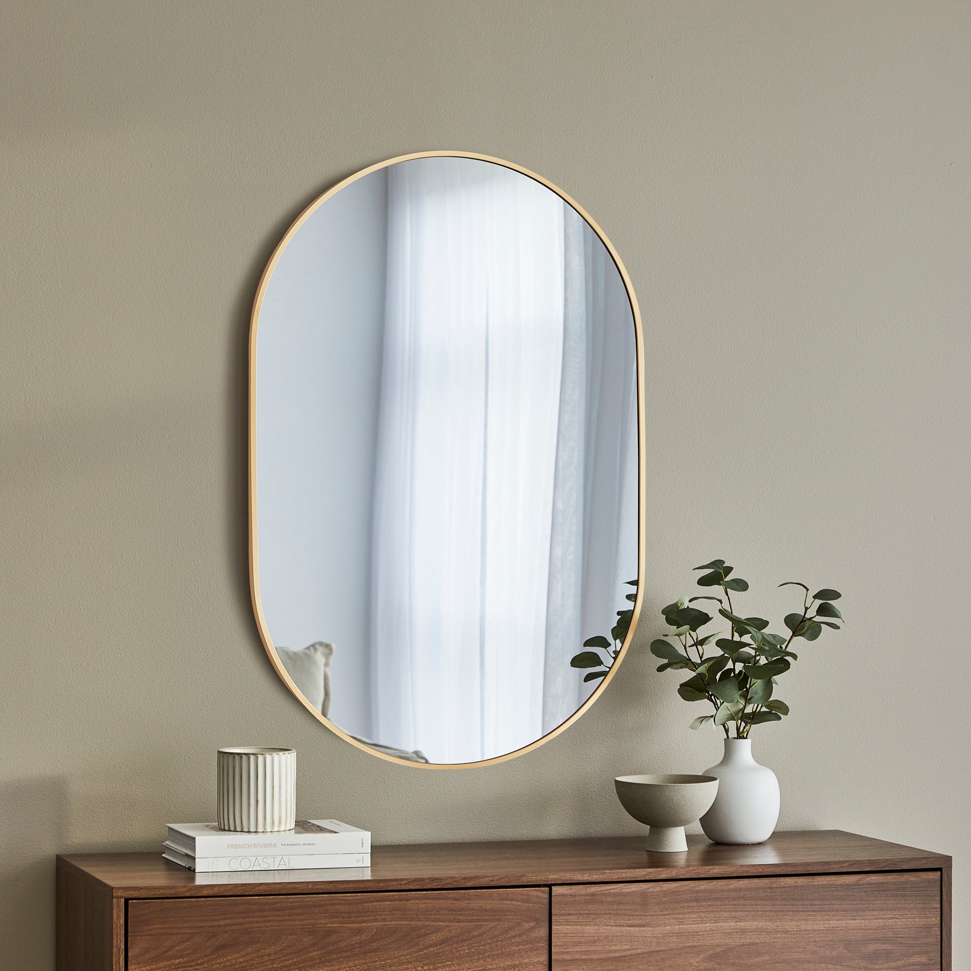 Zoe 90cm Oval Aluminium Mirror Gold product image 4