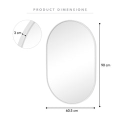 Zoe 90cm Oval Aluminium Mirror White product image 3