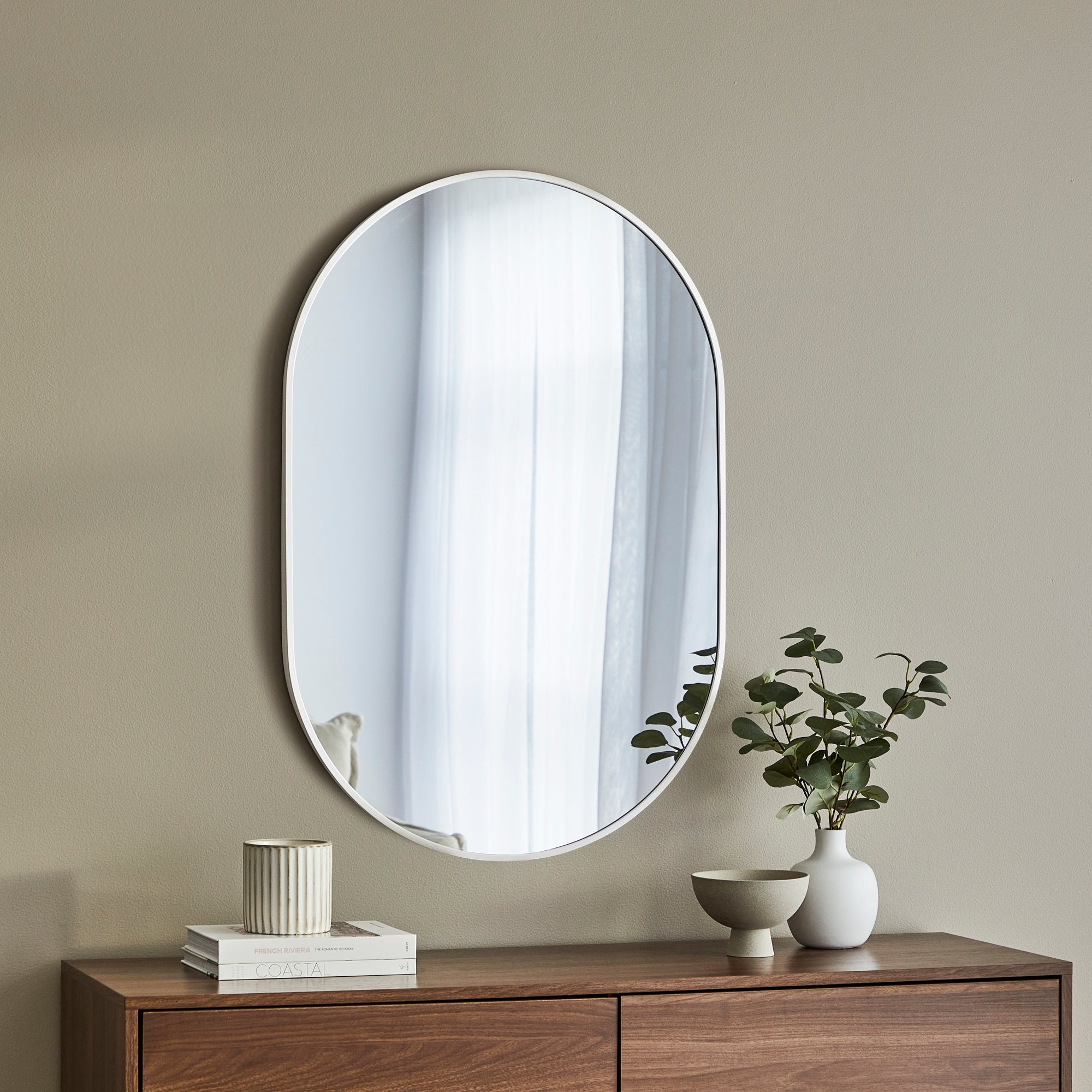 Zoe 90cm Oval Aluminium Mirror White product image 4