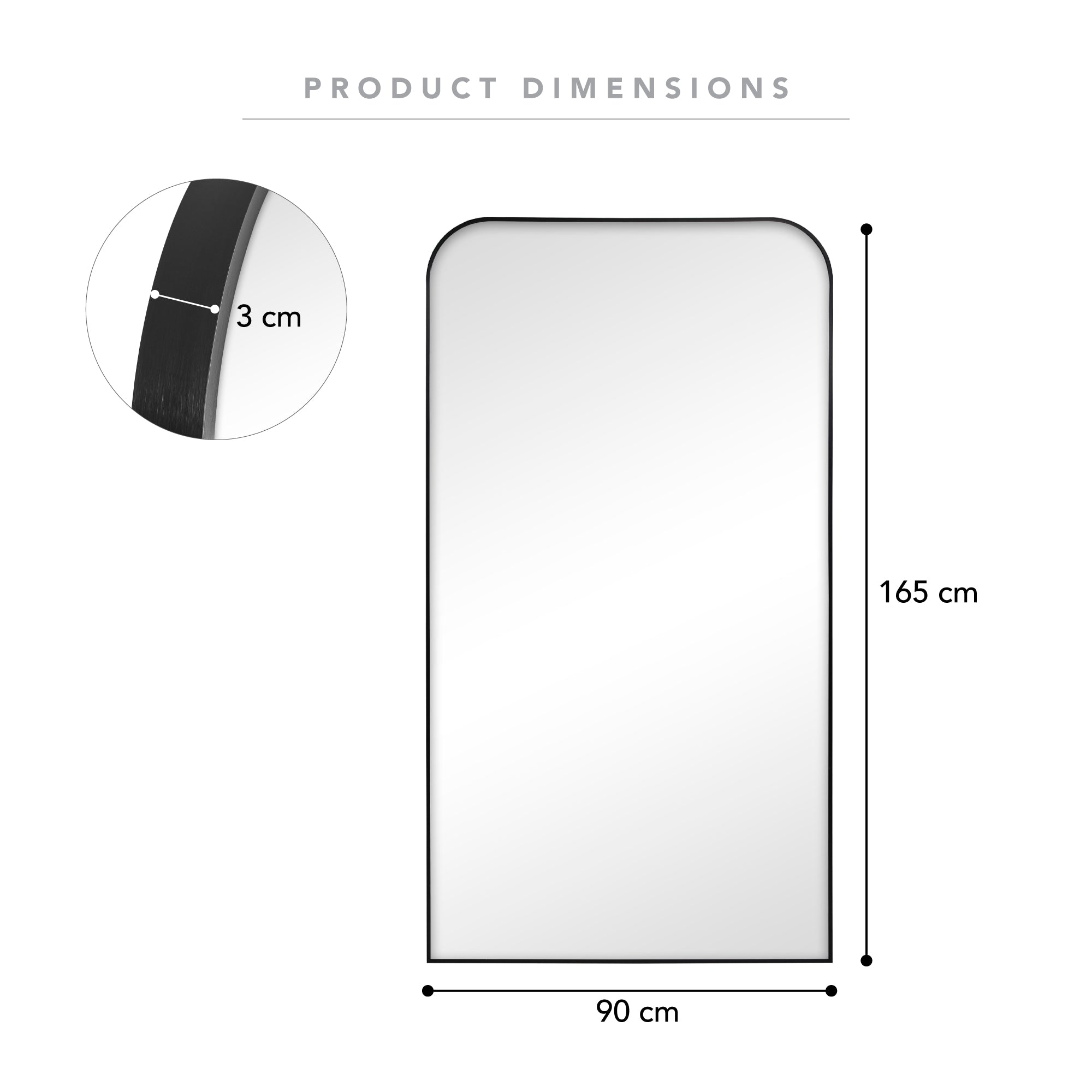 Ivy 165cm Rounded Mirror Black product image 3