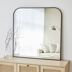 Ivy 90cm Rounded Mirror Black lifestyle image