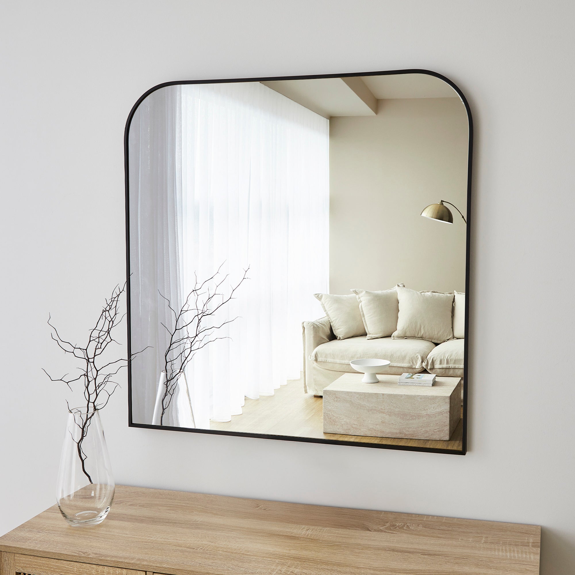 Ivy 90cm Rounded Mirror Black product image 4