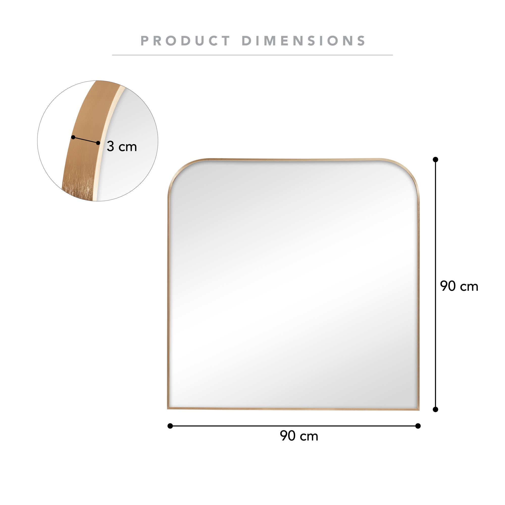 Ivy 90cm Rounded Mirror Gold product image 3