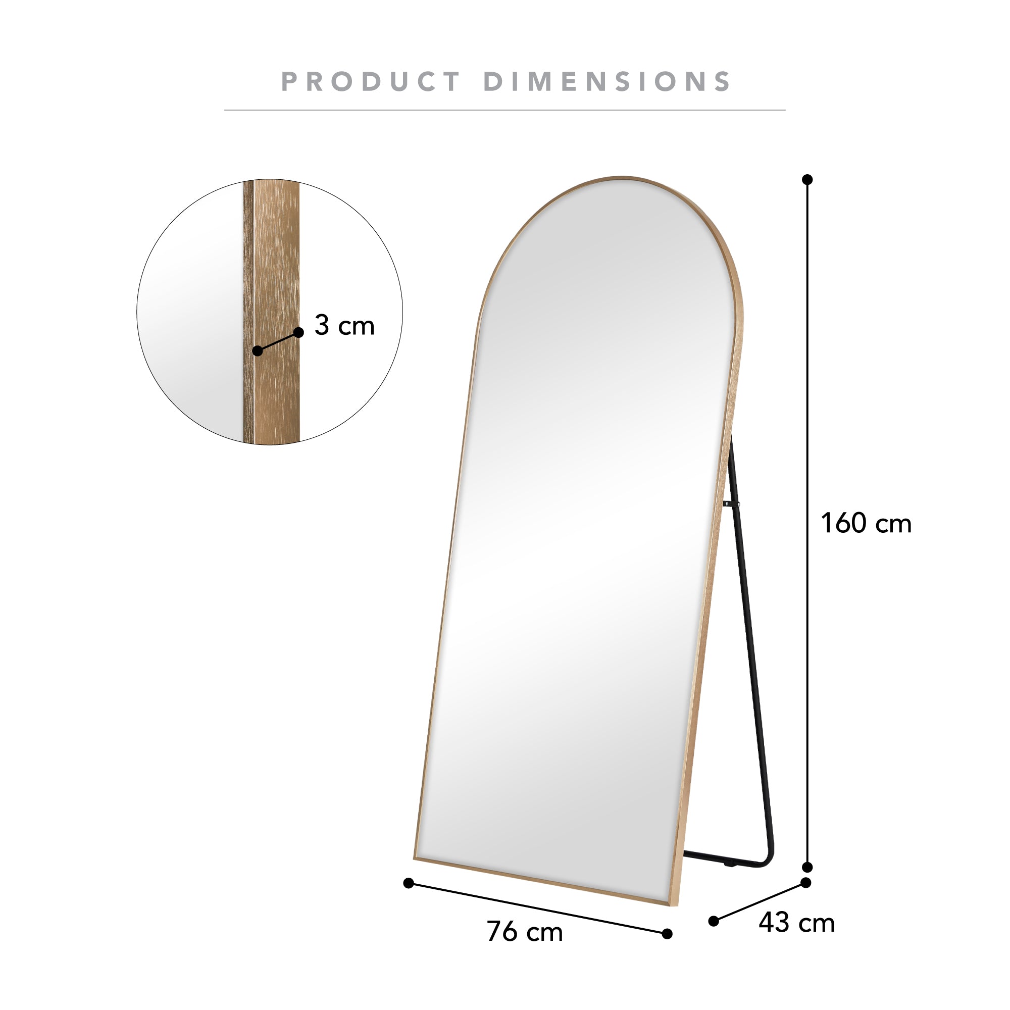 Cindy 160cm Arch Mirror Gold product image 3