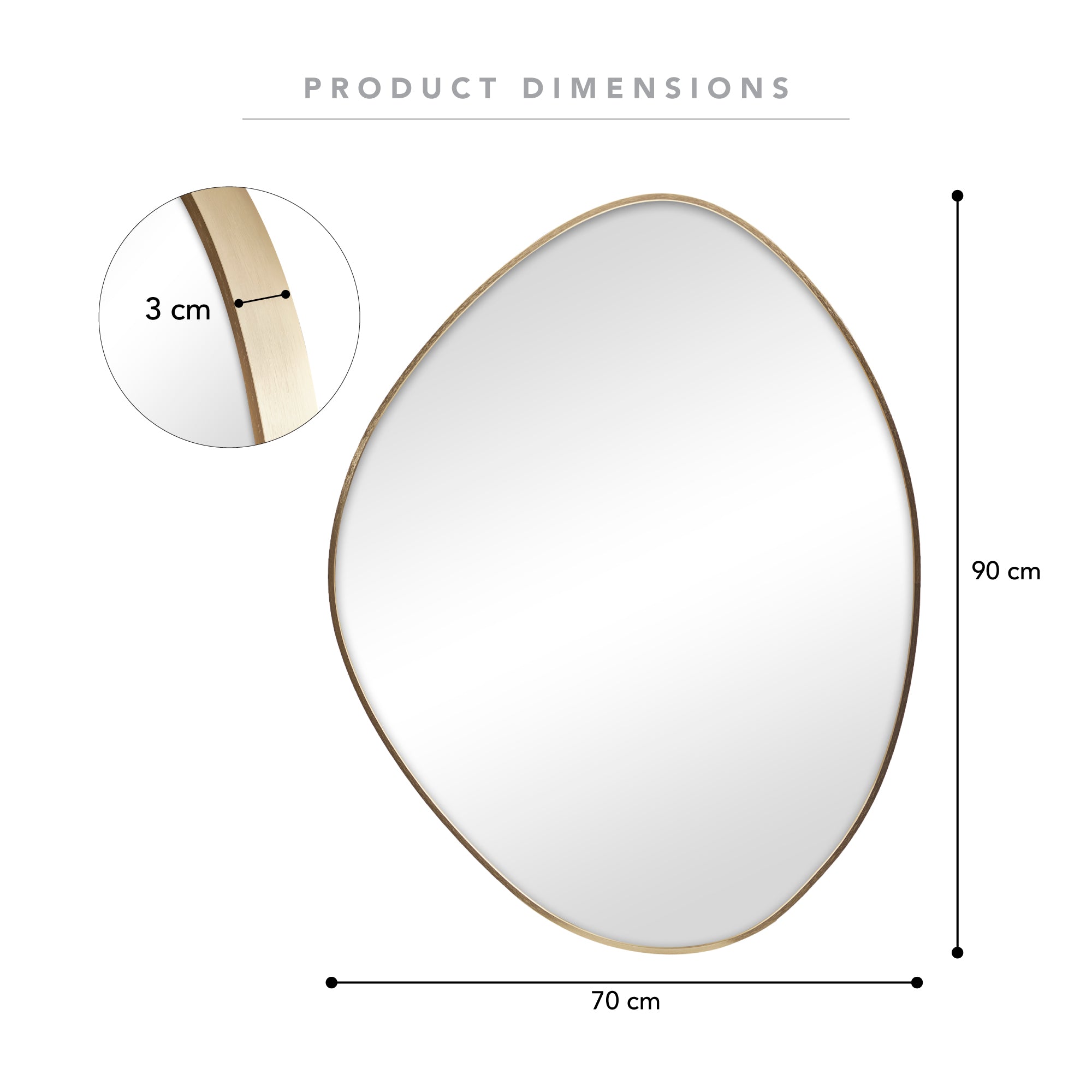 Kai 90cm Pebble Mirror Gold product image 3