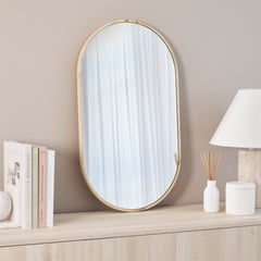 Oakleigh 70cm Oval Solid Oak Mirror lifestyle image
