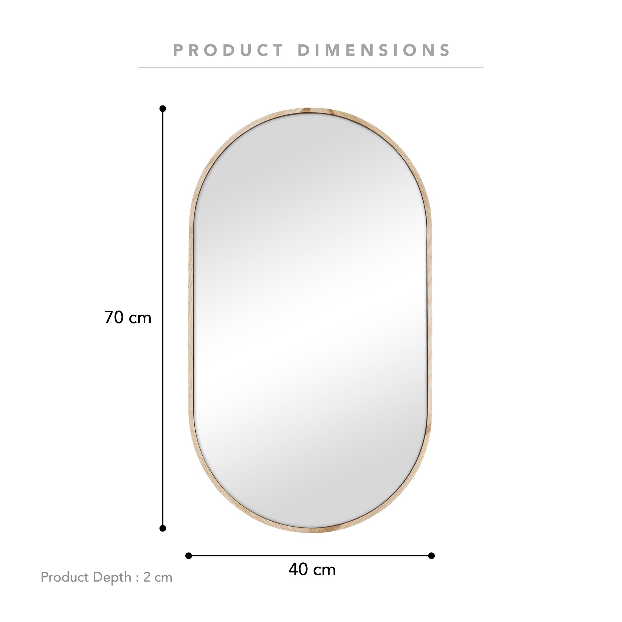 Oakleigh 70cm Oval Solid Oak Mirror product image 3