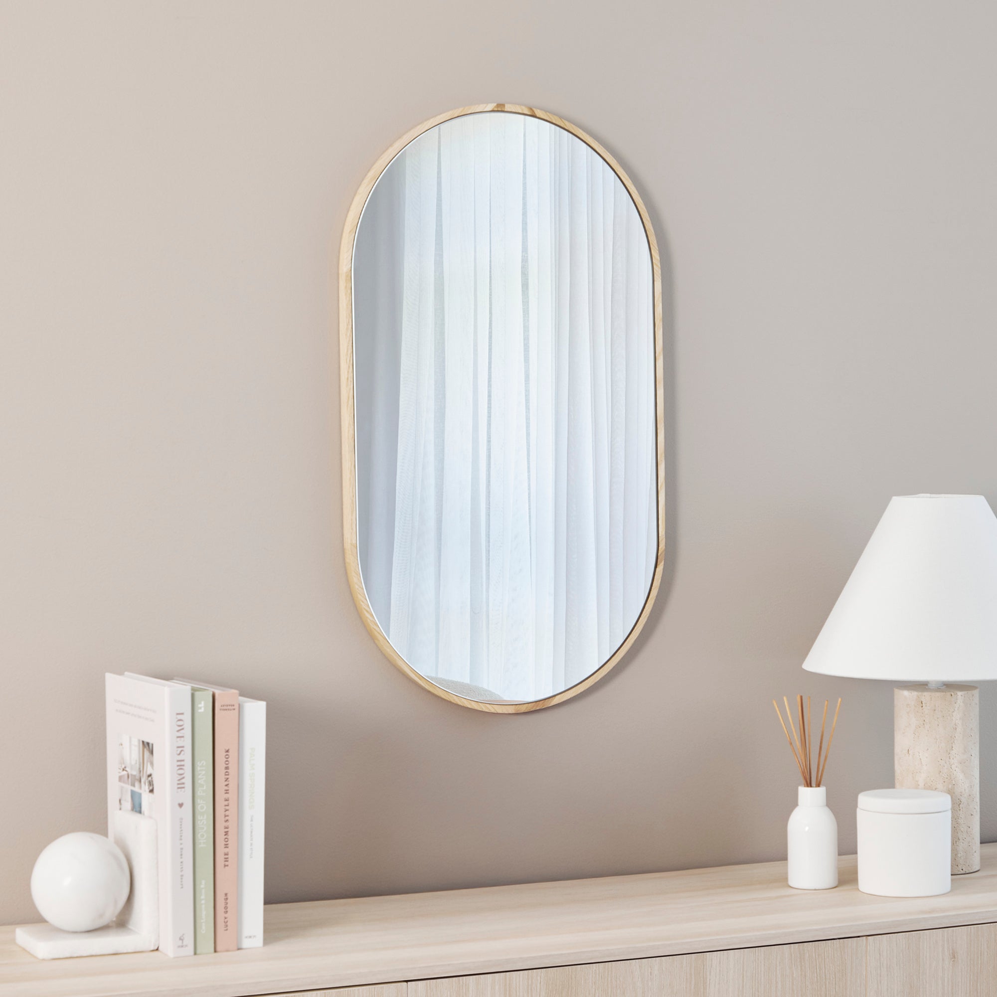 Oakleigh 70cm Oval Solid Oak Mirror product image 4