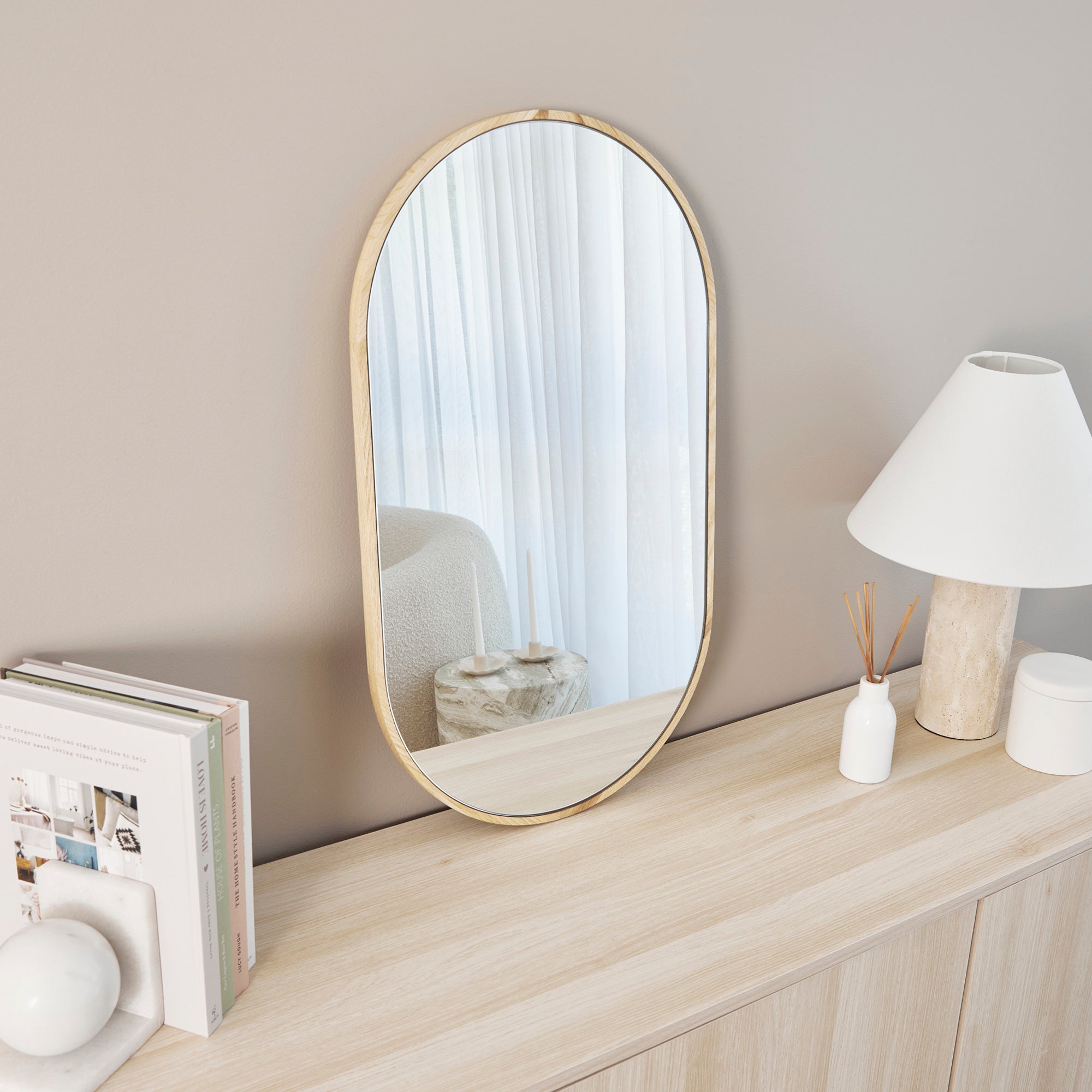Oakleigh 70cm Oval Solid Oak Mirror product image 6