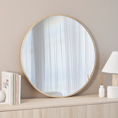 Oakleigh 80cm Round Solid Oak Mirror lifestyle image