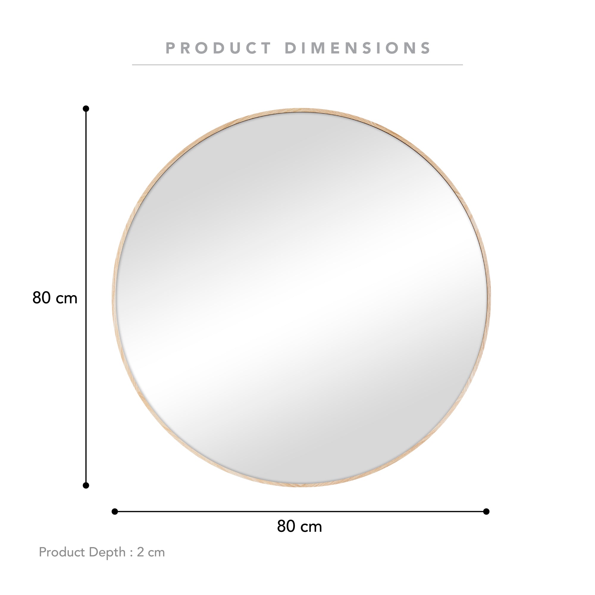 Oakleigh 80cm Round Solid Oak Mirror product image 3