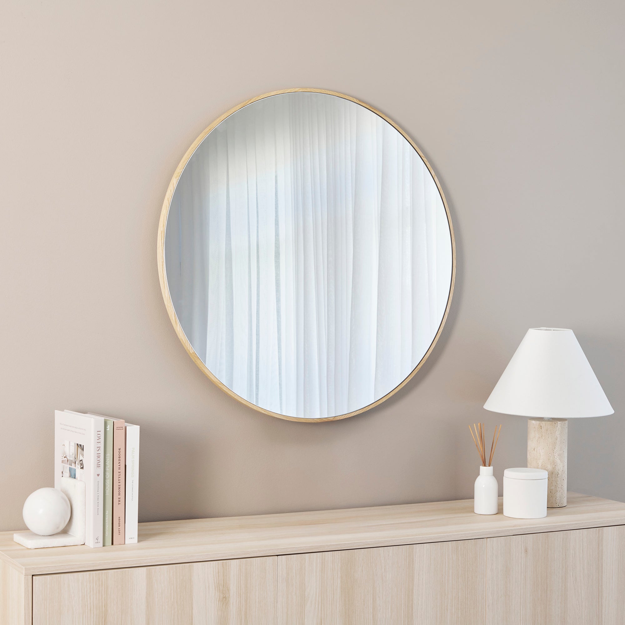 Oakleigh 80cm Round Solid Oak Mirror product image 4