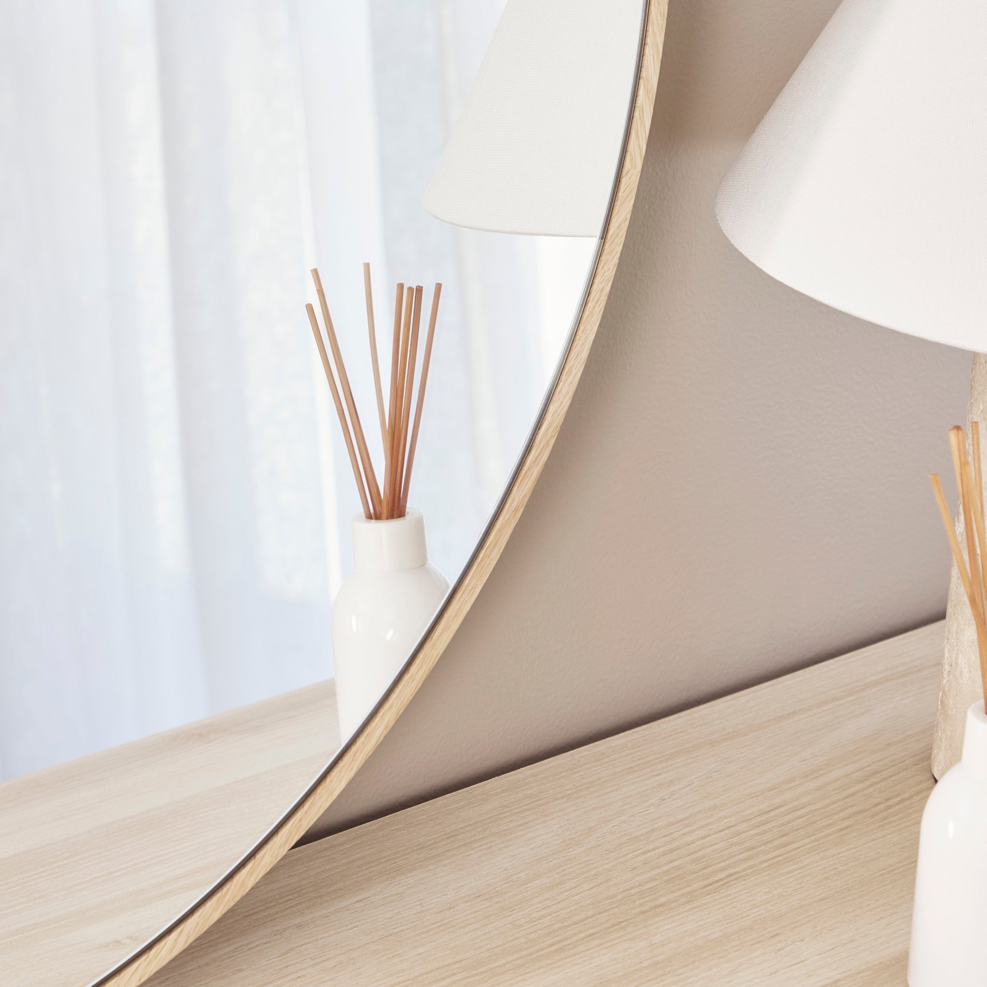 Oakleigh 80cm Round Solid Oak Mirror product image 5