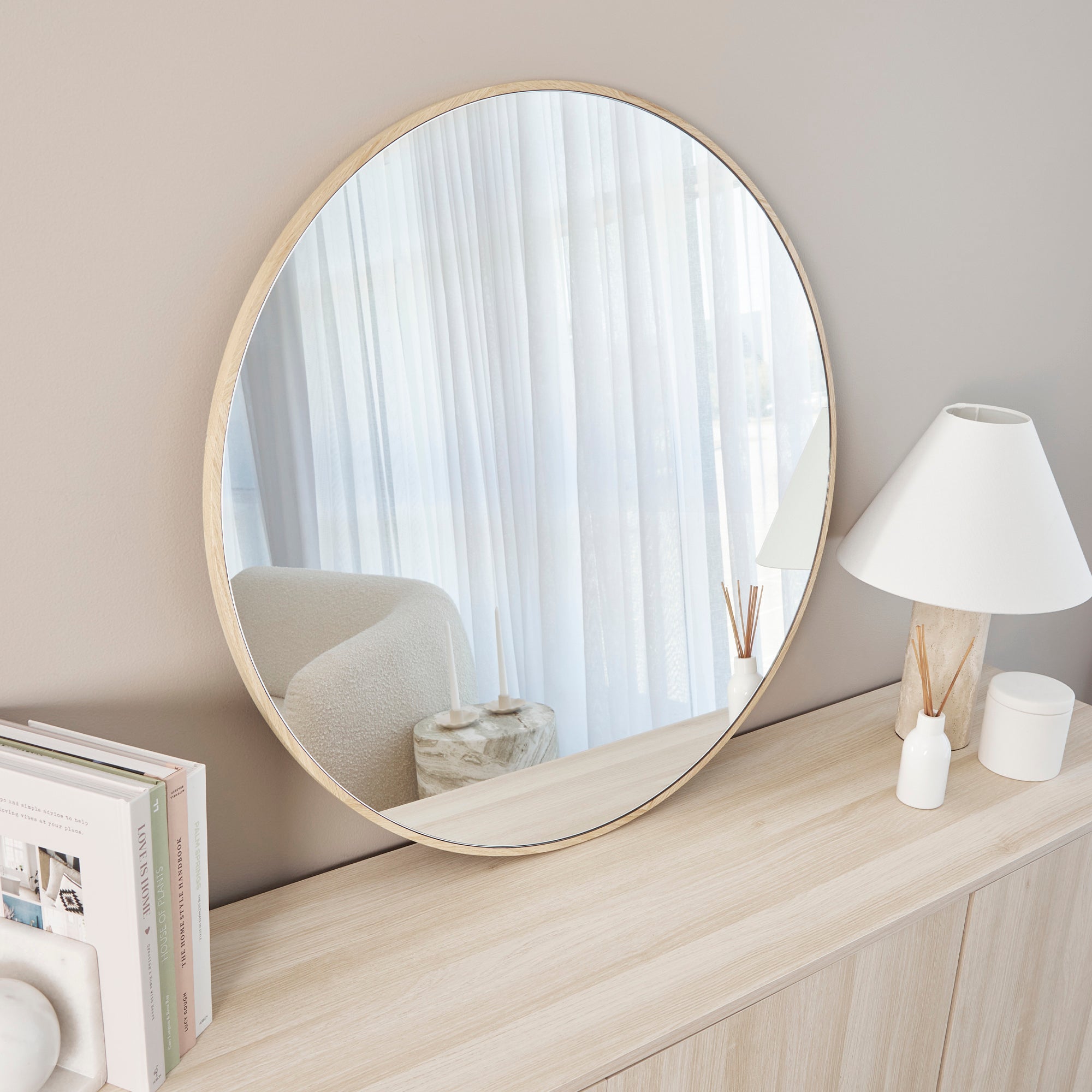 Oakleigh 80cm Round Solid Oak Mirror product image 6
