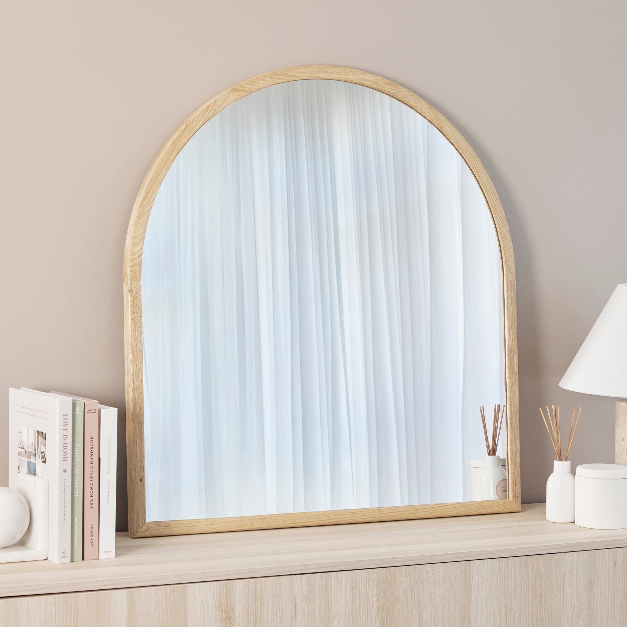 Oakleigh 85cm Arch Solid Oak Mirror lifestyle image