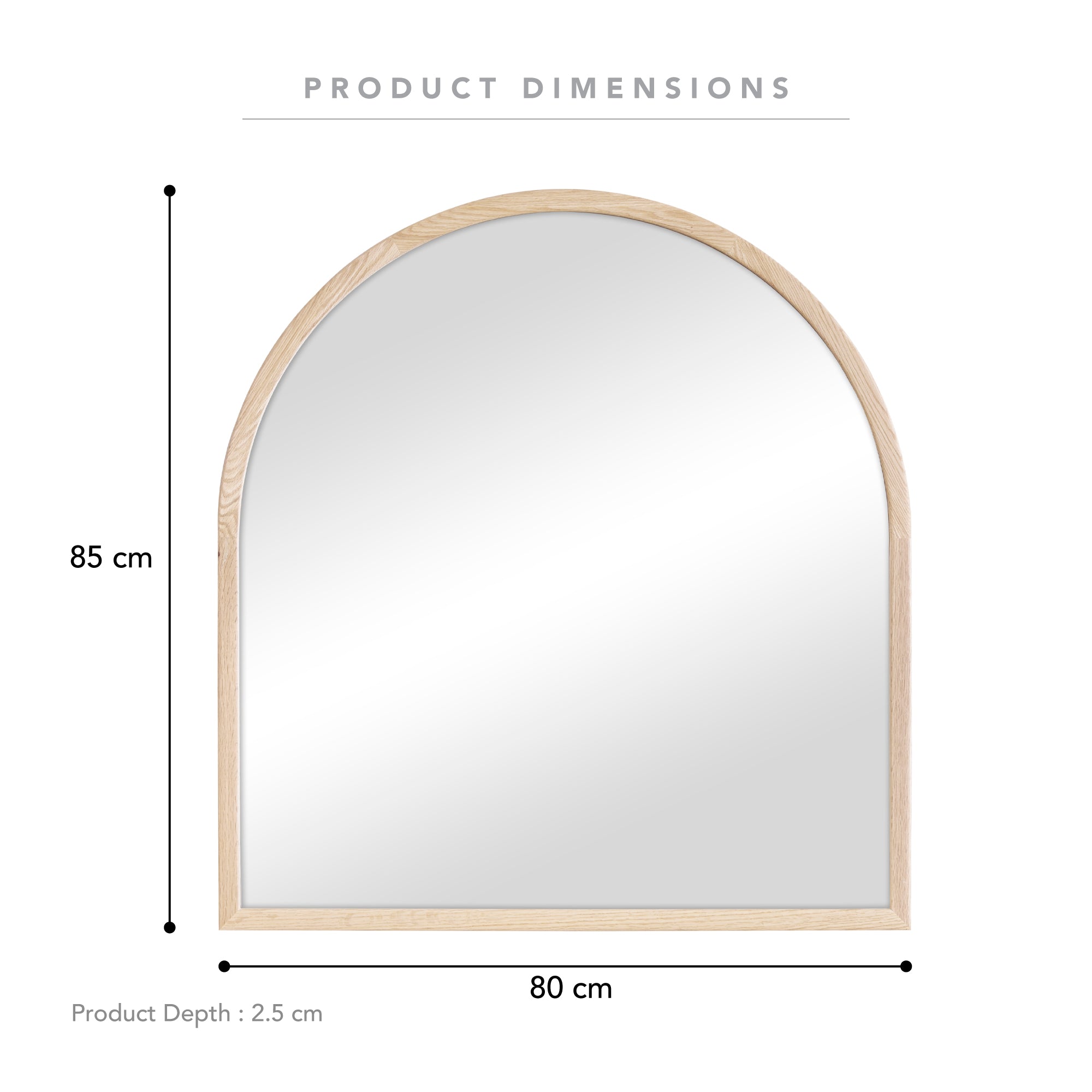 Oakleigh 85cm Arch Solid Oak Mirror product image 3